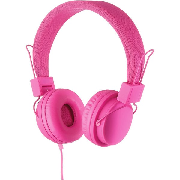 Goodmans On Ear Headphones with In-Line Mic & Remote - Pink