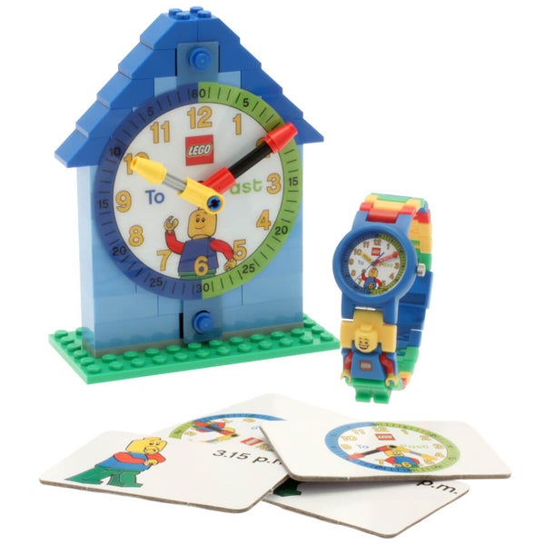 LEGO Time Teacher Blue Mini Figure Link Watch And Buildable clock