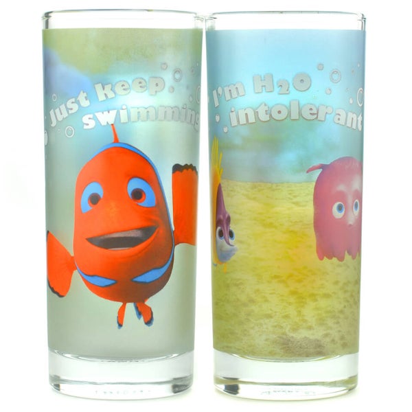 Disney Finding Nemo Just Keep Swimming Set of 2 Glasses