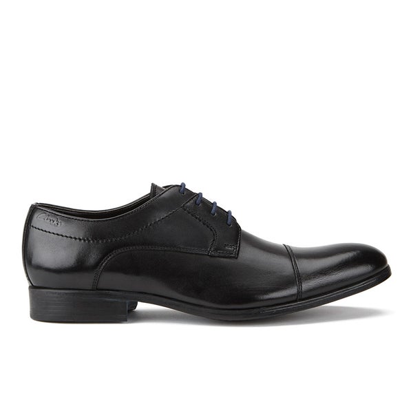Clarks Men's Banfield Cap Leather Derby Shoes - Black