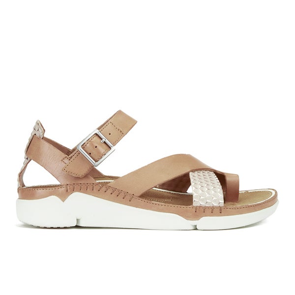 Clarks Women's Tri Ariana Leather Strappy Sandals - Tan Combi
