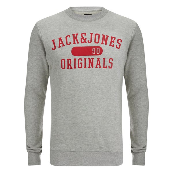 Jack & Jones Men's Seek Crew Neck Sweatshirt - Light Grey Marl