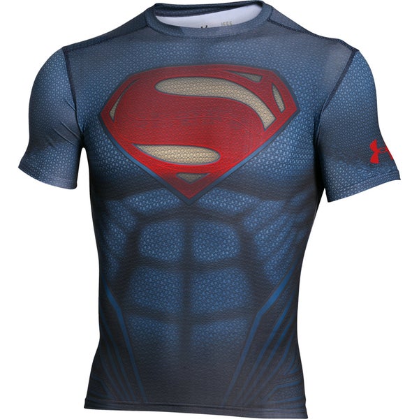 Under Armour Men's Transform Yourself Superman Compression Short Sleeve Shirt - Navy Blue