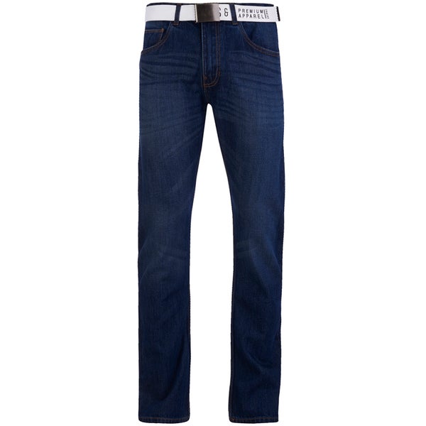 Smith & Jones Men's Rastrelli Belted Straight Fit Jeans - Dark Wash