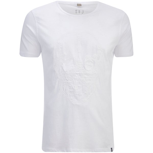 T -Shirt Smith & Jones pour Homme Diastyle Skull -Blanc Nep