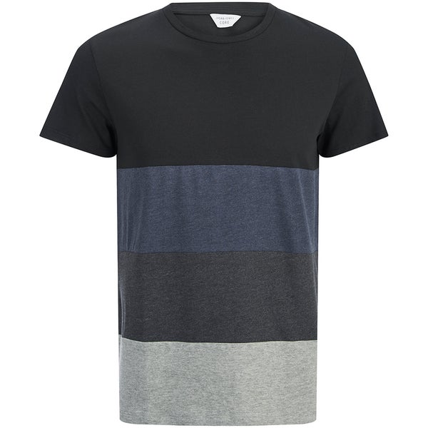 Jack & Jones Herren Core Dylan Block Stripe T-Shirt - Schwarz