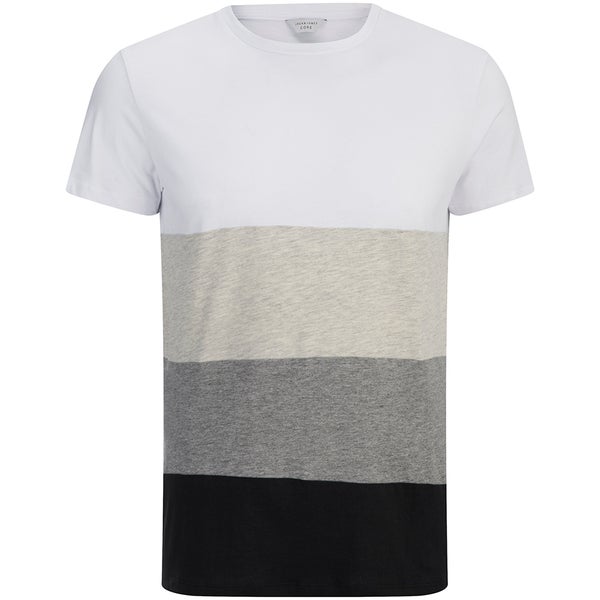 T -Shirt Jack & Jones pour Homme Core Dylan Block à Rayures -Blanc