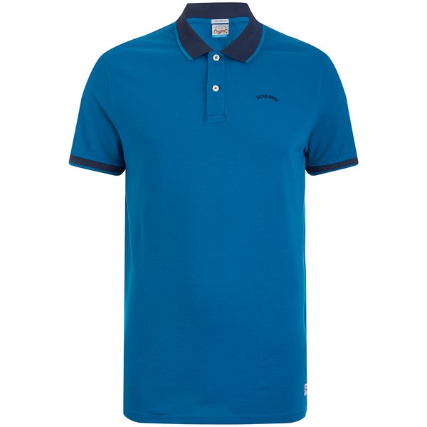 Jack & Jones Men's Originals Tipping Polo Shirt - Mykonos Blue