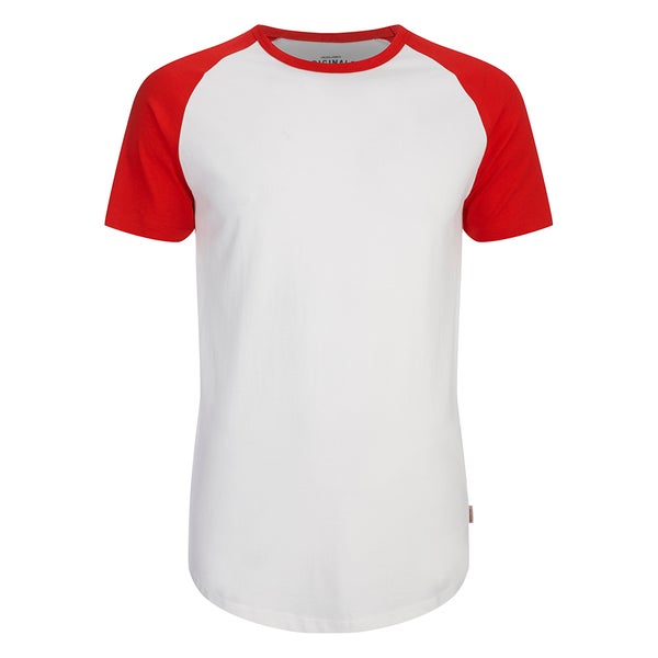 Jack & Jones Herren Originals Stan Raglan Sleeve T-Shirt - Rot/Weiß