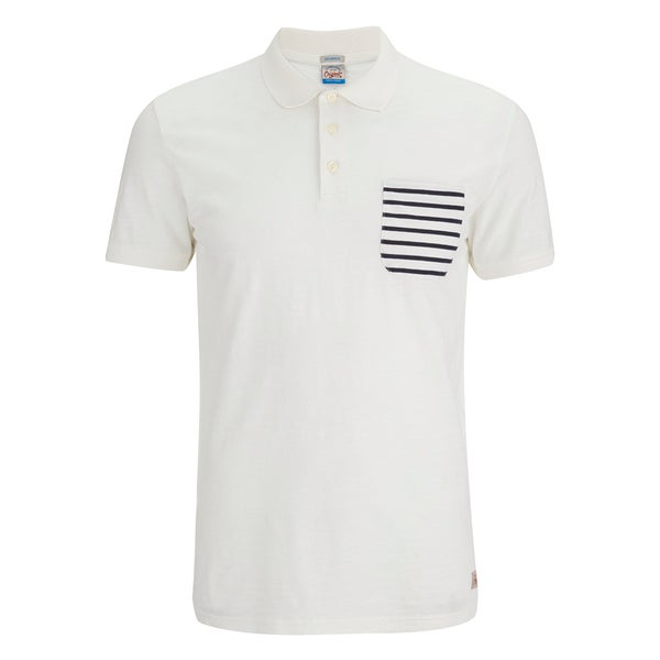 Jack & Jones Men's Originals Extra Stripe Pocket Polo Shirt - White/Navy