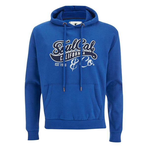 Soul Cal Men's Cracked Print Logo Hoody - Cobalt Blue