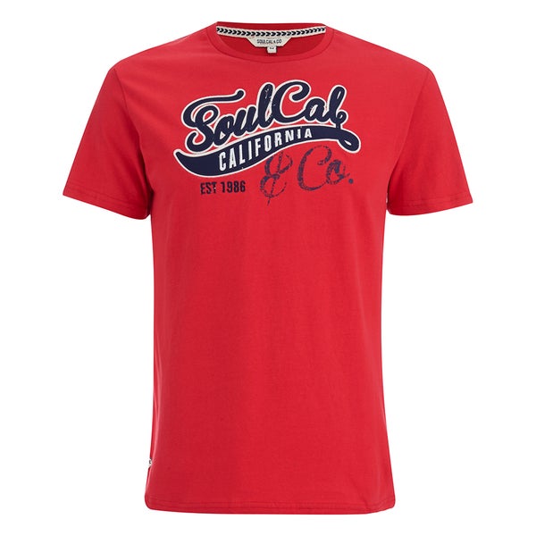 Soul Cal Men's Cracked Print T-Shirt - Ribbon Red