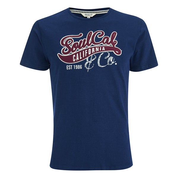 Soul Cal Men's Cracked Print T-Shirt - Navy