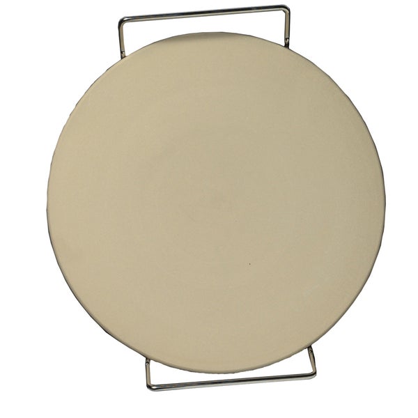 Eddingtons Traditional Ceramic Pizza Stone - Cream/Steel - 38cm