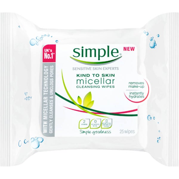 Мицеллярные салфетки для снятия макияжа Simple Micellar Cleansing (25 штук)