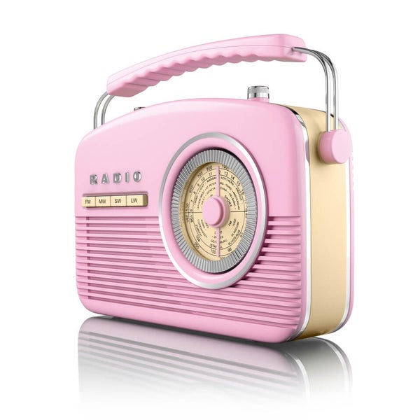 Akai Vintage 50s Style Portable Retro AM/FM Radio - Pink