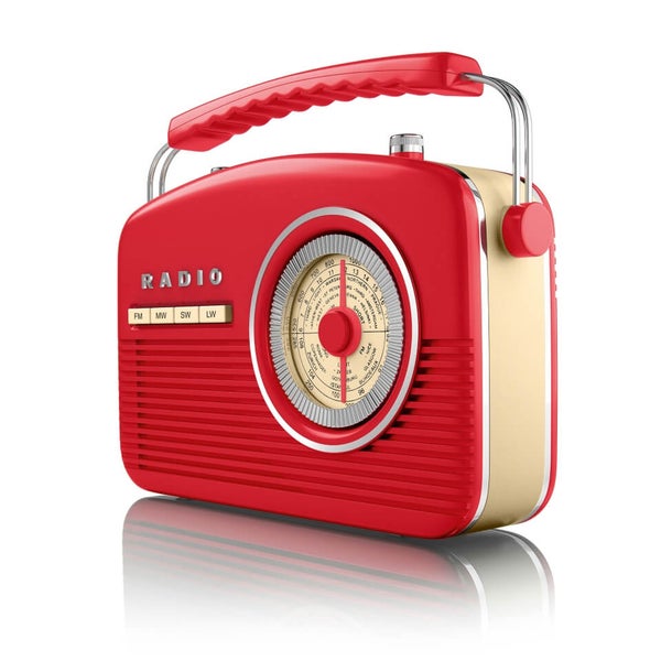 Akai Vintage 50s Style Portable Retro AM/FM Radio - Red