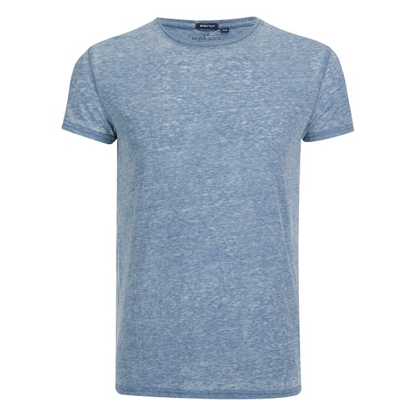T -Shirt Brave Soul pour Homme Gonzalo Burnout -Encre Bleu