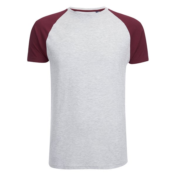 Brave Soul Men's Baptist Raglan Sleeve T-Shirt - Ecru/Burgundy