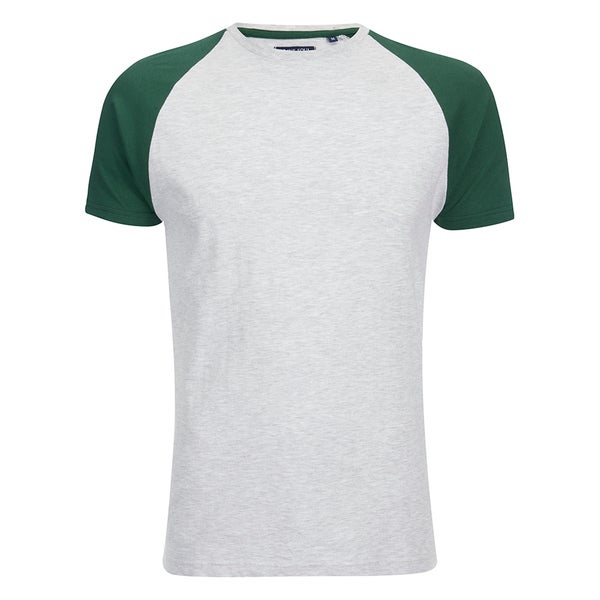 Brave Soul Men's Baptist Raglan Sleeve T-Shirt - Ecru/Bottle Green