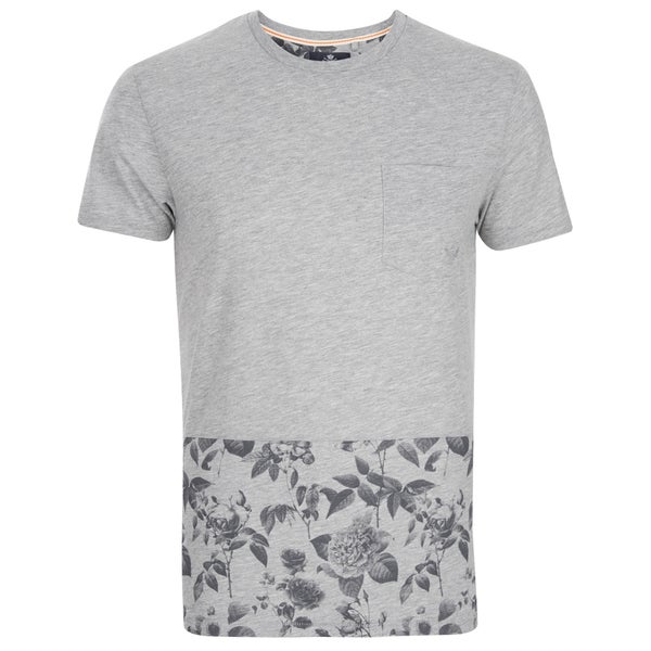 T -Shirt Threadbare pour Homme Pocket & Floral Hem -Gris