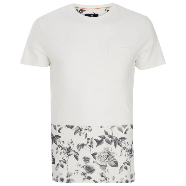 T -Shirt Threadbare pour Homme Pocket & Floral Hem -Blanc
