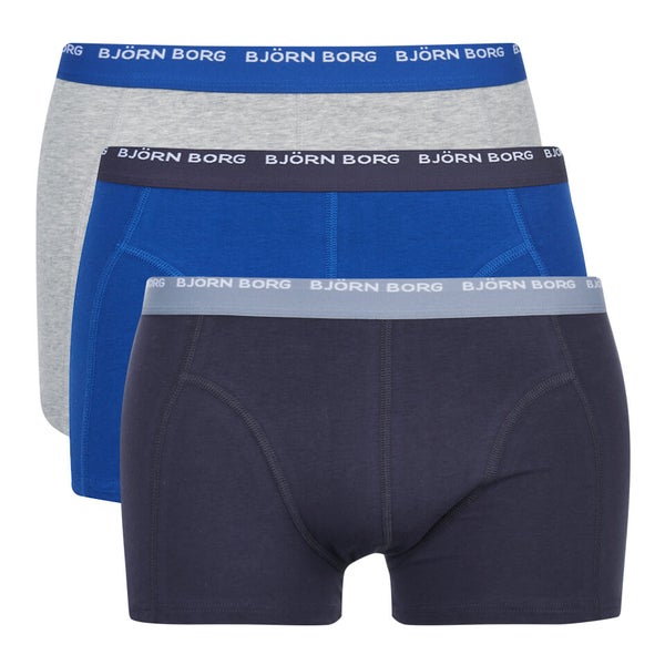 Bjorn Borg Men's Contrast 3 Pack Boxer Shorts - Grey Melange