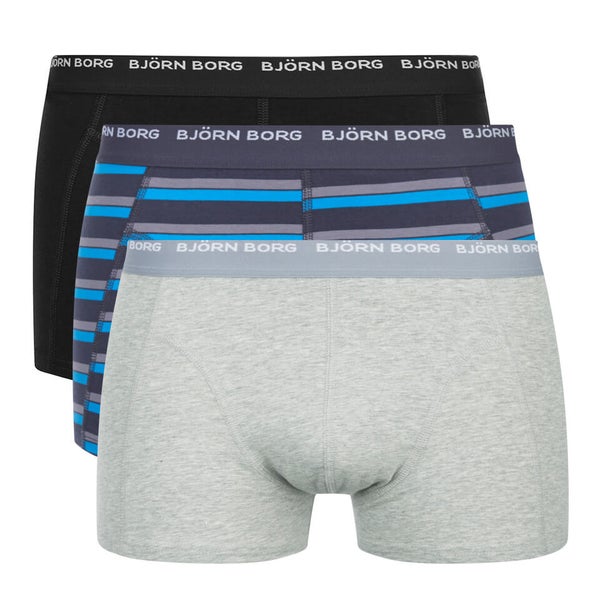 Bjorn Borg Men's Basic Stripe 3 Pack Boxer Shorts - Graphite