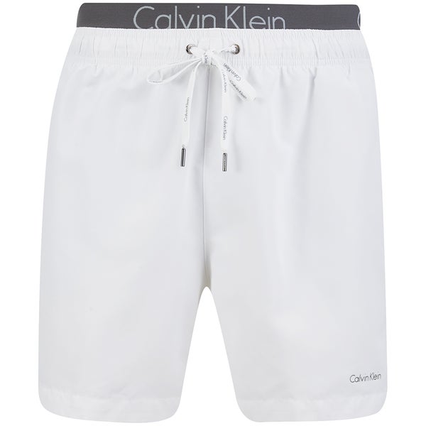 Calvin Klein Men's Double Waistband Swim Shorts - White