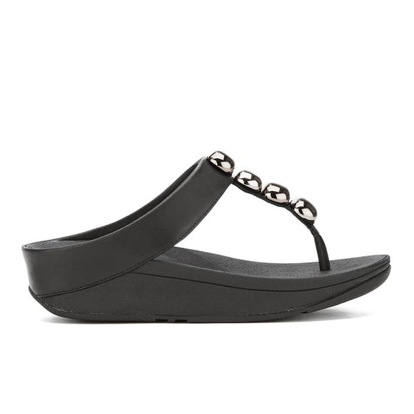 FitFlop Women's Rola Leather Toe-Post Sandals - Black