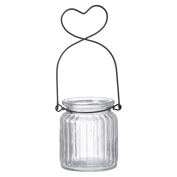 Parlane Glass Heart Hanging Tealight Holder - Clear (14cm)
