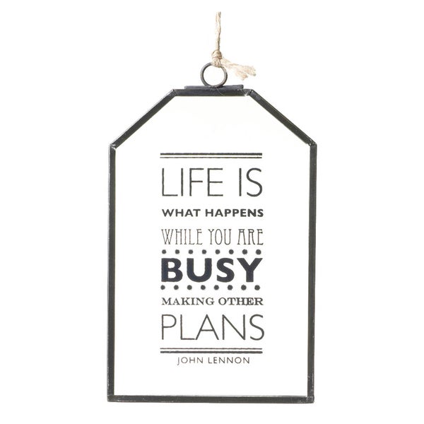 Parlane 'Life Is What Happens' Glass Hanging Sign - Clear (15 x 10cm)