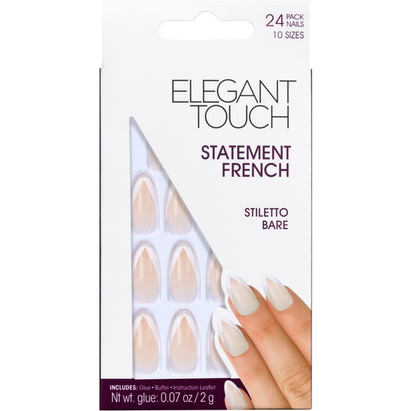 Elegant Touch Statement French Nails - Stiletto Bare