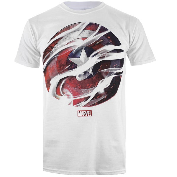 Marvel Men's Captain America Civil War Smoke Shield T-Shirt - White