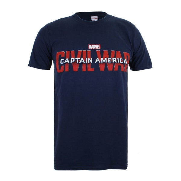 Marvel Captain America Civil War Logo Heren T-Shirt - Navy