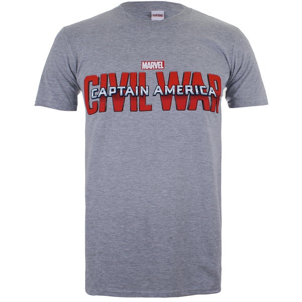 Marvel Men's Captain America Civil War Logo T-Shirt - Gris