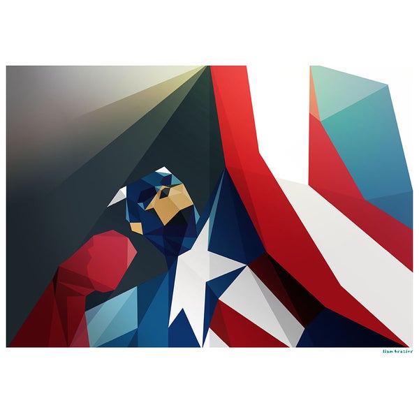 Captain America Inspired Illustrative Art Print - 11.7 x 16.5 Inches