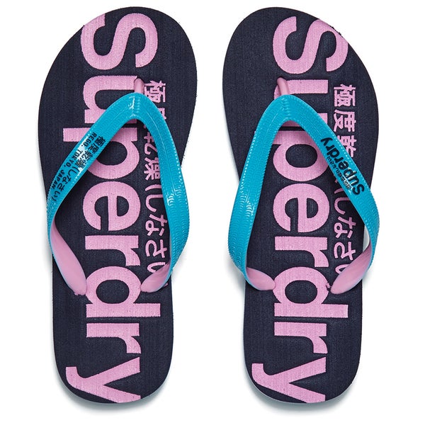 Superdry Women's Flip Flops - Blue Atol/Imperial Pink