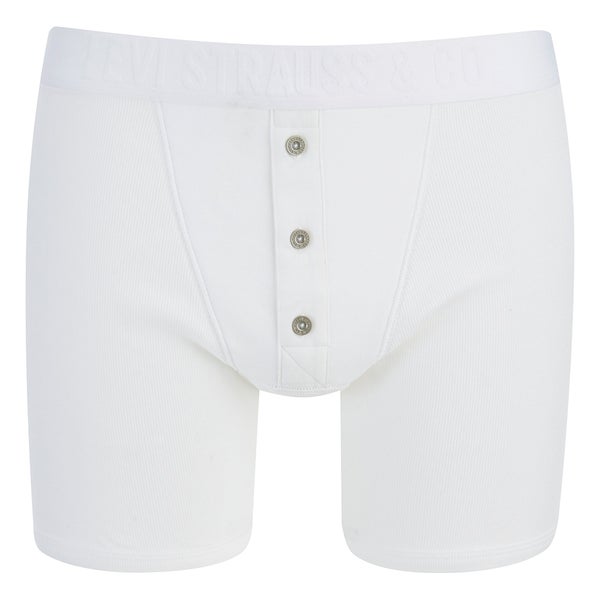 Levi's Men's Long Button Boxers - White
