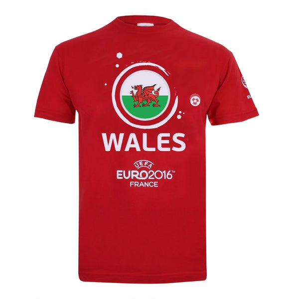 Euro 16 Men's Wales Badge T-Shirt - Red
