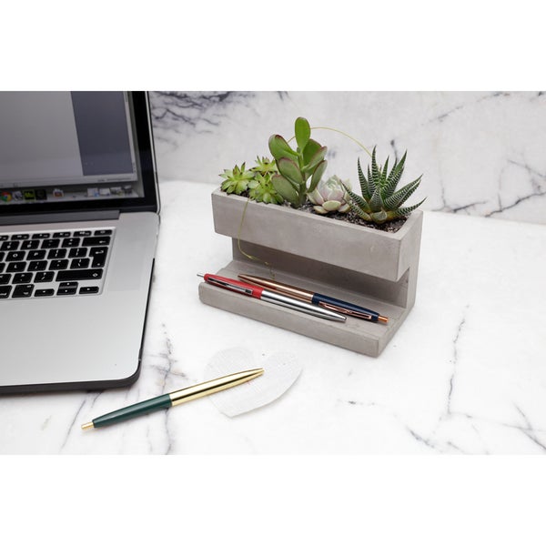 Concrete Desktop Planter and Pen Holder - Large