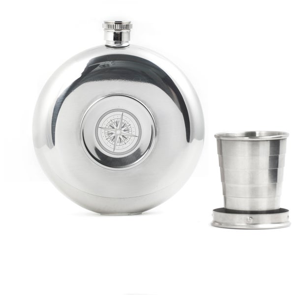 Flask with Collapsible Shot Glass - Silver