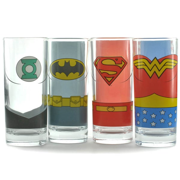 Justice League of America Glasses in Gift Box (Set of 4)