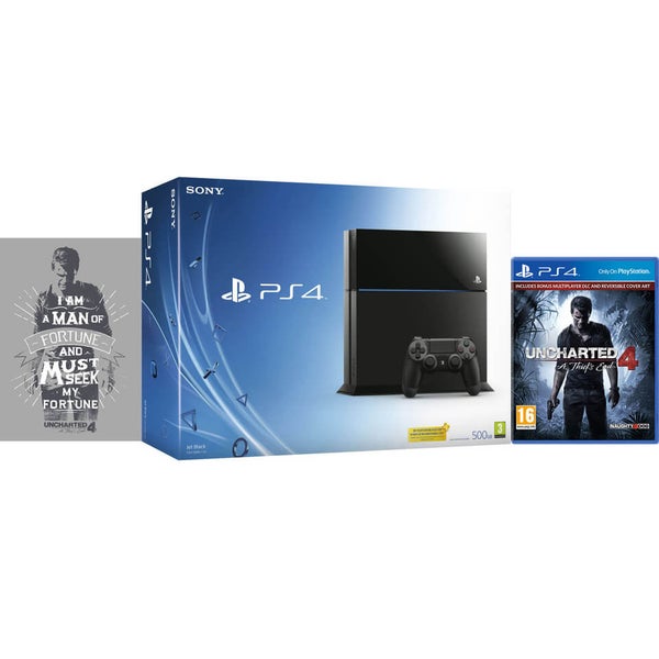 Sony PlayStation 4 500GB Console - Includes Uncharted 4: A Thief’s End + Limited Edition Print