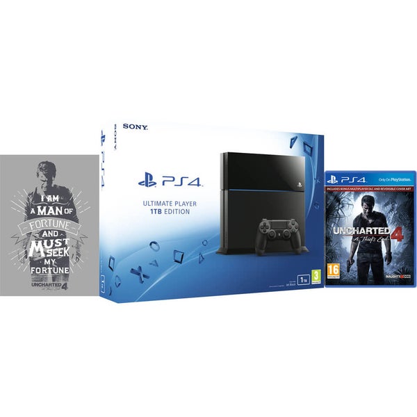 Sony PlayStation 4 1TB Console - Includes Uncharted 4: A Thief’s End + Limited Edition Print