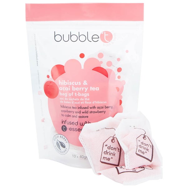 Bubble T Bath Infusion T-Bags - Hibiscus & Acai Berry Tea 10 x 40g
