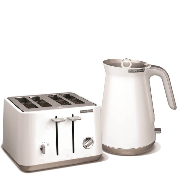 Morphy Richards Aspect Steel 4 Slice Toaster and Kettle Bundle - White