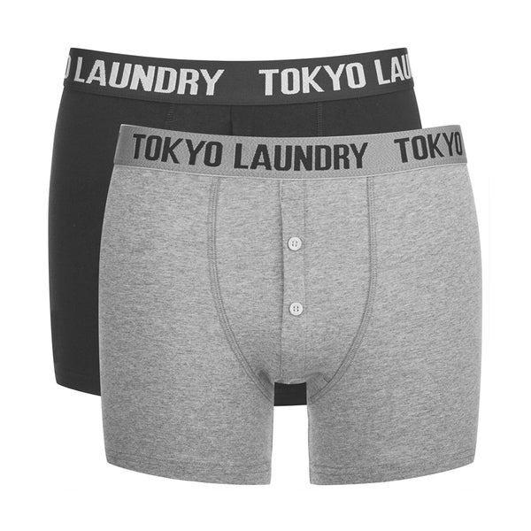 Tokyo Laundry Men's 2-Pack Port Douglas Boxers - Black/Mid Grey Marl