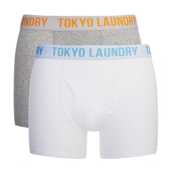 Tokyo Laundry Men's 2-Pack Bryant Boxers - Light Grey Marl/White