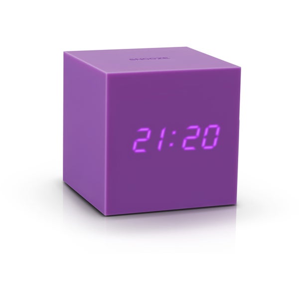 Gingko Gravity Click Clock Réveil Cube - Violet